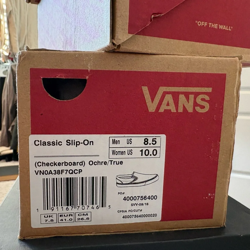 Vans Slip-On Checkerboard Loafers in Mustard and White